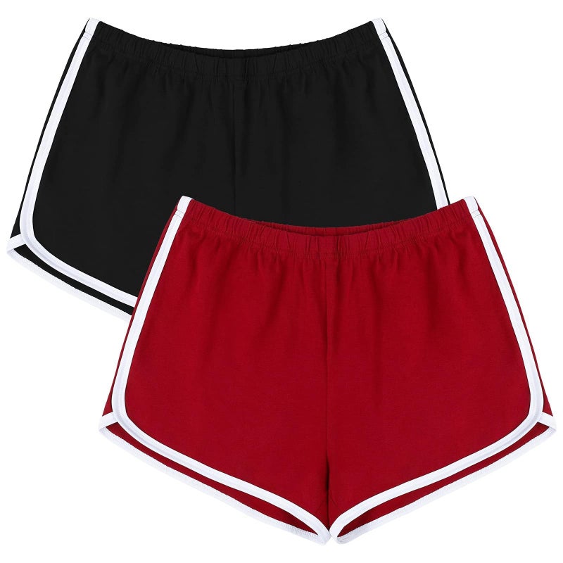 URATOT Women's Cotton Shorts Gym Shorts Yoga Shorts Summer Running Active Shorts Dance, Pack of 2 - Image 1